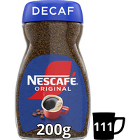 Nescafe Original Decaff Full & Bold Flavour Instant Coffee, 200 Gram|Bottle|Granule
