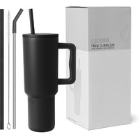 Cynvexa Tumbler With Lid And Straw 1200Ml Cup Stainless Steel Vacuum Insulated Tumbler For Water, Iced Tea Or Coffee 1.2L Office Gym Travelling (40 - Oz - Black)