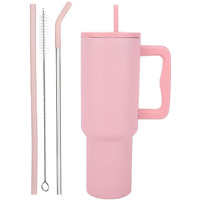 Cynvexa Tumbler With Lid And Straw 1200Ml Cup Stainless Steel Vacuum Insulated Tumbler For Water, Iced Tea Or Coffee 1.2L Office Gym Travelling (40 - Oz - Pink)