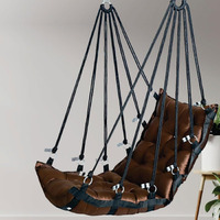 Juljulia Hammock Swing Hanging Chair Uyyala Jula For Adult Kids Indoor Outdoor Balcony Sturdy Cotton Weave Max 200 Kgs - Plain Coffee - Dn-12