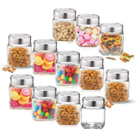 Vency Cube Jar 580Ml, Transparent Storage Container Glass Jar For Spices And More (Set Of 12)