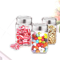 Vency Cube Jar 310Ml , Transparent Storage Container Glass Jar, Kitchen Glass Bottle For Spices (Set Of 3)