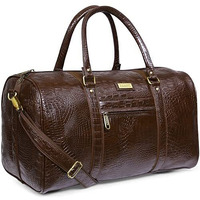 Zainto Unisex Textured Leatherette Stylish 35 Liter Cabin Bags For Travelling In Flight 7Kg Latest Travel Textured Leather Duffle Bags For Men And Women (Brown, 28 Cm)