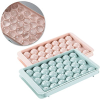 Stewit Plastic Mini Round Ice Cube Tray With Lid | Ice Ball Maker For Fresh Juice, Mocktails, Whiskey, Cocktails, Tea & Coffee | 33 Cavity, Easy Release & Stackable In Freezer | Pack Of 2