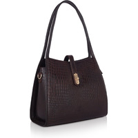 Hyatt Leather Accessories Full-Grain Cro Leather Top-Handle Satchels Tote Handbags & Shoulder Sling Bags For Women Office Branded Size- L-13 X H-11 X W- 4.5 Inch (Brown)