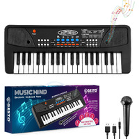 Gesto Kids Keyboard Piano |37 Keys Piano For Kids Electronic Piano With Microphone |Educational Musical Toys For 3 4 5 6 Year Old Boys Girls|Gifts Age 3-5-(Black)