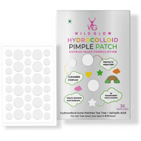 Wildglow Korean Hydrocolloid Overnight Acne Pimple Patch | Heal Pimples, Absorbs Pus-Oil, Reduces Redness | Enriched With 2% Salicylic Acid, Tea Tree Oil & Glycolic Acid | All Skin Types | 36 Patches