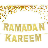 Festiko Ramadan Kareem - Golden Letters Hanging Banners Eid Festival Party Decoration
