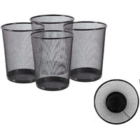 Goodwill Tech Open-Top Cylindrical Metal Mesh Recycling Dustbins- Waste Basket For Home/Office/Coffee Shop/Hotel Non-Toxic - Black (Set Of 4, Small (9L))