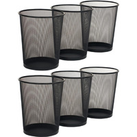 Goodwill Tech Open-Top Cylindrical Metal Mesh Recycling Dustbins- Waste Basket For Home/Office/Coffee Shop/Hotel Non-Toxic - Black (Set Of 6, Large (19L))