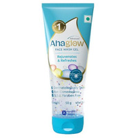 Ahaglow Advanced Face Wash Gel 50G With Aha(1% Glycolic Acid) Glow Bombs| Jojoba & Tea Tree Oil | Allantoin, Vitamin E & Oak Bark Extract | No.1 Dermatologist Prescribed Aha Brand - By Torrent Pharma