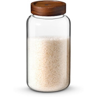 Bergner Acadia Borosilicate 2600Ml Glass Jar With Solid Wood Lid, For Storing And Preserving Sugar, Flour, Tea, Coffee, Spices, Biscuits, Oats | Airtight Multipurpose Glass Container For Kitchen