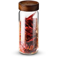 Bergner Acadia Borosilicate 780Ml Glass Jar With Solid Wood Lid, For Storing And Preserving Sugar, Flour, Tea, Coffee, Spices, Candy, Oats | Airtight Multipurpose Glass Container For Kitchen