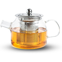 Sipologie Inspire Tea Pot With Infuser 400Ml,Glass Tea Kettle For Gas Stove,Flame Proof Glass Kettle For Tea,Fine Mesh Stainless Steel Infuser,Grey
