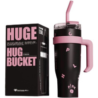 Topprosper 40 Oz Tumbler With Handle, Large Insulated Tumblers With Straw And Lid, Stainless Steel Vacuum Travel Coffee Mug Cup (Black)