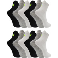 Xjarvis Rio Premium Cotton Ankle Socks For Men And Women Sports Socks| Ideal For Running | Cycling & Gym | Odour Free, Solid Unisex Ankle Length Socks Pack Of 12 (Black/Grey/White)