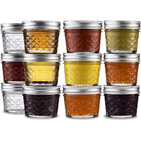 Ginoya Brothers Wide Mouth Mini Glass Jars With Metal Lid For Jam, Jelly, Baby Food, Crafts, Spices, Dry Food Storage -100 Ml. (12 Pieces)