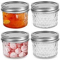 Ginoya Brothers Wide Mouth Mini Glass Jars With Metal Lid For Jam, Jelly, Baby Food, Crafts, Spices, Dry Food Storage -100 Ml. (4 Pieces)
