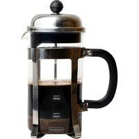 Sipologie Vintage Silver French Press Coffee Maker 1000Ml, Silver, 4-Level Filtration, Heat Resistant Borosilicate Glass, Stainless Steel Housing, Measurement Marking, Coffee Spoon, Extra Filter Mesh