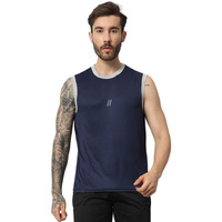 Aticx Men's Slim Fit Polyester Sleeveless T Shirt - Sando Top Tank Muscle Tee For Sports, Gym, Running (Berry Blue_L)