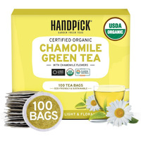 Handpick Usda Organic Green Tea With Pure Chamomile (100 Tea Bags), Made With Himalayan Green Tea And Natural Chamomile Flower Leaves