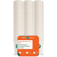 Eco Soul [250 Ml, 100 Count Disposable White Paper Cups| Plastic-Free Aqueous Coated | Eco-Friendly & Biodegradable Cups | Use & Throw Party Glasses | Ideal For Tea, Coffee & Water | 250 Gsm