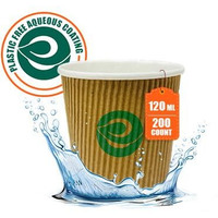 Eco Soul [120 Ml, 200 Count Disposable Ripple Paper Cups | Plastic-Free Aqueous Coated | Eco-Friendly & Biodegradablehot Cups | Use & Throw Party Glasses | Ideal For Tea & Coffee | 420 Gsm