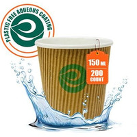 Eco Soul [150 Ml, 200 Count Disposable Ripple Paper Cups | Plastic-Free Aqueous Coated | Eco-Friendly & Biodegradable Hot Cups | Use & Throw Party Glasses | Ideal For Tea & Coffee | 420 Gsm