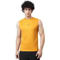 Aticx Men's Slim Fit Polyester Sleeveless T Shirt - Sando Top Tank Muscle Tee For Sports, Gym, Running (Austin Yellow Metallic_M)