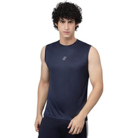 Aticx Men's Slim Fit Polyester Sleeveless T Shirt - Sando Top Tank Muscle Tee For Sports, Gym, Running (Mediterranean Blue_L)