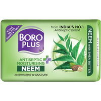 Boroplus Antiseptic And Moisturising Bathing Neem Soap With Neem, Tea Tree, Aloe Vera & Shea Butter | 99.9% Germ And Virus Protection | For Smooth, Soft, Moisturised & Nourished Skin, 125G (Pack Of 4)