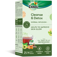 Zandu Cleanse & Detox Herbal Infusion: Use This Tea Bag To Give Your Body The Gift Of Good Health |Helps Improve Skin Glow & Detoxifies The Body (25 Tea Bags), Green Tea, 90 Gram