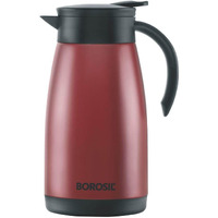 Borosil Stainless Steel 1500Ml Teapot With Handle | Double Wall Vacuum Insulated Thermosteel Carafe | Bpa Free Jug For Tea/Coffee & Juice | 18 Hours Hot & 24 Hours Cold | 1 Year Warranty, Red