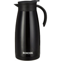 Borosil Stainless Steel 1500Ml Teapot With Handle | Double Wall Vacuum Insulated Thermosteel Carafe | Bpa Free Jug For Tea/Coffee & Juice | 18 Hours Hot & 24 Hours Cold | 1 Year Warranty, Black