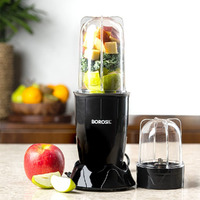 Borosil Nutrifresh Pb31 Portable Mini-Blender & Grinder, 500 Ml Blending Jar, 300 Ml Chutney Jar, For Blending Smoothies & Chutneys, Dry Grinding Spices, Black, 400 W