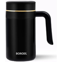 Borosil Hydra Klassic Super Insulated Mug, Vacuum Insulated Travel Coffee/Tea Mug, 8 Hrs Hot And 13 Hrs Cold, Easy To Carry, Leak Proof, 540 Ml, Black, Stainless Steel