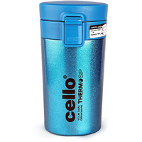 Cello Monty Thermosteel Vacuum Insulated Travel Mug, 300Ml, Blue | Prolonged Hours Hot & Cold | Spill Proof & Easy To Sip | Tea & Juice Mug | Soup Flask | Water Flask | Personal & Corporate Gifting