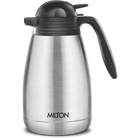 Milton Carafe 1500 Stainless Steel Double Walled Vacuum Insulated Flask With Lid And Handle, 1500 Ml, Silver, Coffee/Tea Carafe Heat & Cold Retention, Leak Proof, Rust Free, Easy To Carry