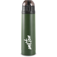 Milton New Crown 900 Thermosteel Bottle With One Touch Safety Lock, 750 Ml Water Bottles, 24 Hours Hot And Cold, Easy To Carry, Easy Grip, Rust Proof, Tea, Coffee, Office, Travel Bottle, Green