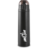 Milton New Crown 900 Thermosteel Bottle With One Touch Safety Lock, 750 Ml Water Bottles, 24 Hours Hot And Cold, Easy To Carry, Easy Grip, Rust Proof, Tea, Coffee, Office, Travel Bottle, Black