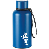 Milton Aura 500 Thermosteel Bottle, 500 Ml Water Bottles, 24 Hours Hot And Cold, Easy To Carry, Easy Grip, Rust Proof, Tea, Coffee, Office, Travel Bottle, Dark Blue