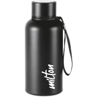 Milton Aura 500 Thermosteel Bottle, 500 Ml Water Bottles, 24 Hours Hot And Cold, Easy To Carry, Easy Grip, Rust Proof, Tea, Coffee, Office, Travel Bottle, Black