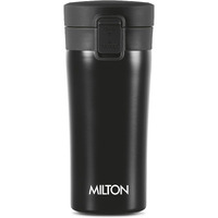 Milton Thermosteel Vacuum Insulated Travel Coffee Mug, 350Ml, Black, Prolonged Hours Hot & Cold, Spill Proof & Easy To Sip, Spill Proof & Easy To Sip, Leakproof & Rustproof, On The Go Coffee Cup