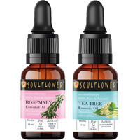 Soulflower Rosemary & Tea Tree Essential Oil Regimefor Hair Growth, Hair Fall Control And Nourishment, Skin Care| 100% Pure, Naural, Organic Certified & Undiluted | Pack Of 2 15Ml Each