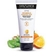 Soulflower Vitamin C Face Wash For Glowing Skin, Deep Cleansing, Face Cleanser With Green Tea, Aloe Vera, Orange & Licorice Extract| Men & Women| 100Ml