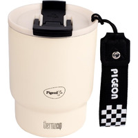 Pigeon Thermocup 350 Ml: Stainless Steel Vacuum Insulated Coffee Cup/Tumbler For Hot And Cold Drinks, Bpa-Free, Leak-Proof, Coffee Mug With Double Lid  Ideal For Car,Home, Office, Travelling |White
