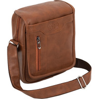 Storite Stylish Small Pu Leather Sling Cross Body Travel Office Business Messenger One Side Shoulder Bag For Men Women - Coffee Brown (20 X 7 X 25.5 Cm)