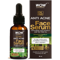 Wow Skin Science Anti Acne Face Serum | Natural Neem Leaf & Tea Tree Oil | Reduce Spots, Skin Repair, Pimple Free, Bright Skin | No Parabens | Face Serum For Women & Men | 30 Ml