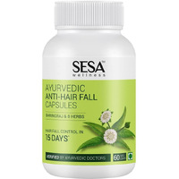 Sesa Ayurvedic Anti-Hair Fall Capsules - Hair Fall Control In 15 Days - Bhringraj & 8 Herbs - 100% Veg, 60 Caps