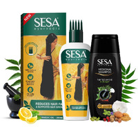 Sesa Ayurvedic Hair Oil 200Ml + Ayurvedic Medicinal Shampoo 200Ml Combo Pack Control Hair Fall Nourishes Scalp Help Hair Growth For Men & Women